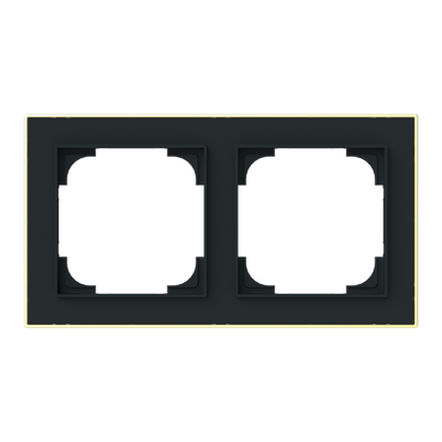 Abdeckrahmen mit Dekorring 2-fach schwarz matt/gold - Busch-art linear®