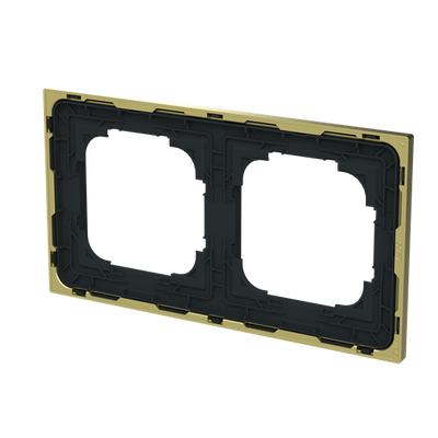 Abdeckrahmen mit Dekorring 2-fach schwarz matt/gold - Busch-art linear®   