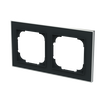 Abdeckrahmen mit Dekorring 2-fach schwarz matt/chrom - Busch-art linear®   