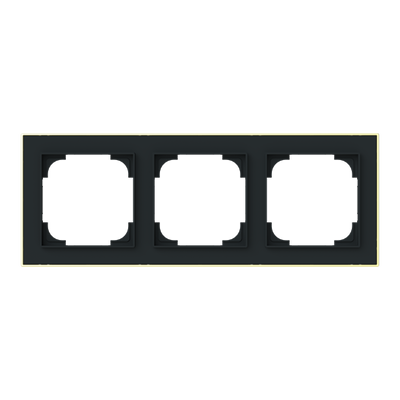 Abdeckrahmen mit Dekorring 3-fach schwarz matt/gold - Busch-art linear®