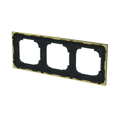 Abdeckrahmen mit Dekorring 3-fach schwarz matt/gold - Busch-art linear®   