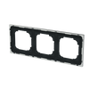 Abdeckrahmen mit Dekorring 3-fach schwarz matt/chrom - Busch-art linear®   