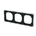 Abdeckrahmen mit Dekorring 3-fach schwarz matt/chrom - Busch-art linear®