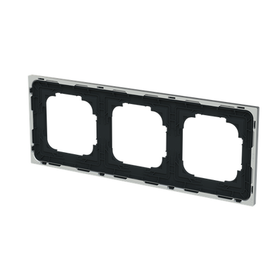 Abdeckrahmen mit Dekorring 3-fach schwarz matt/chrom - Busch-art linear®   