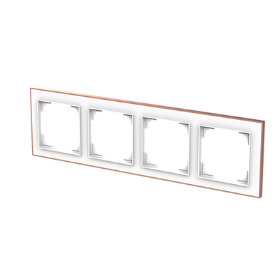 Abdeckrahmen mit Dekorring 4-fach studioweiß matt/roségold - Busch-art linear® 