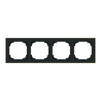 Abdeckrahmen mit Dekorring 4-fach schwarz matt/gold - Busch-art linear®