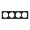 Abdeckrahmen mit Dekorring 4-fach schwarz matt/chrom - Busch-art linear®   