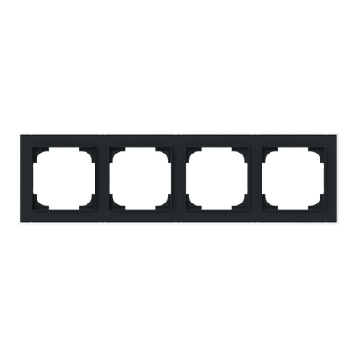 Abdeckrahmen mit Dekorring 4-fach schwarz matt/chrom - Busch-art linear®