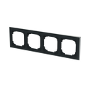Abdeckrahmen mit Dekorring 4-fach schwarz matt/chrom - Busch-art linear®