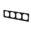 Abdeckrahmen mit Dekorring 4-fach schwarz matt/chrom - Busch-art linear®   