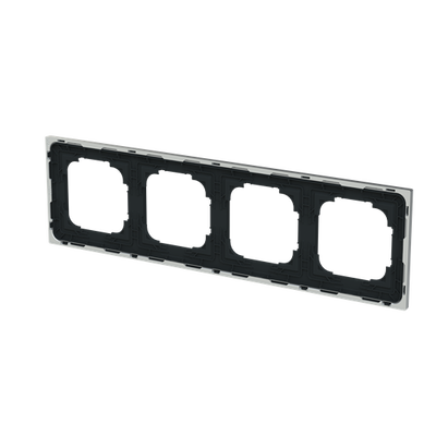 Abdeckrahmen mit Dekorring 4-fach schwarz matt/chrom - Busch-art linear®   
