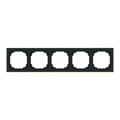 Abdeckrahmen mit Dekorring 5-fach schwarz matt/gold - Busch-art linear®   