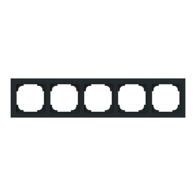 Abdeckrahmen mit Dekorring 5-fach schwarz matt/chrom - Busch-art linear®