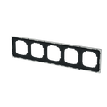 Abdeckrahmen mit Dekorring 5-fach schwarz matt/chrom - Busch-art linear®