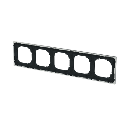 Abdeckrahmen mit Dekorring 5-fach schwarz matt/chrom - Busch-art linear®   