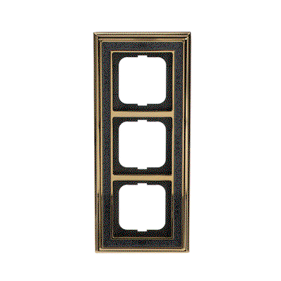 Abdeckrahmen 3-fach Messing poliert Dekor anthrazit - Busch-dynasty®   