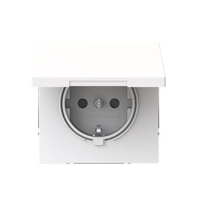 SCHUKO® Steckdose Safety+ mit Klappdeckel ohne Spreize studioweiß - Busch-art