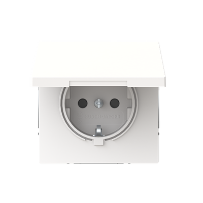 SCHUKO® Steckdosen-Einsatz Safety+ mit Klappdeckel ohne Spreize studioweiß matt