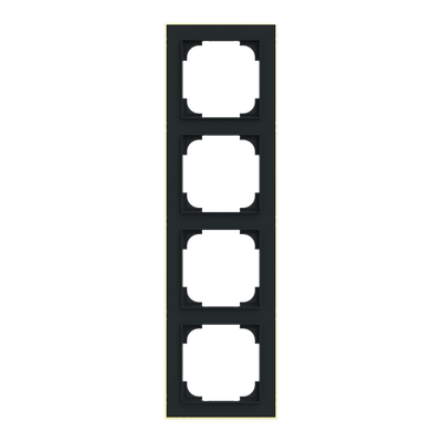 Abdeckrahmen mit Dekorring 4-fach schwarz matt/gold - Busch-art linear®   