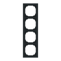 Abdeckrahmen mit Dekorring 4-fach schwarz matt/chrom - Busch-art linear®