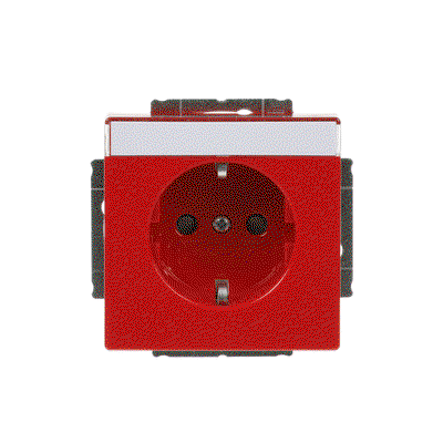 SCHUKO® Steckdosen-Einsatz Safety+ mit Beschriftungsfeld rot - Plattform 63