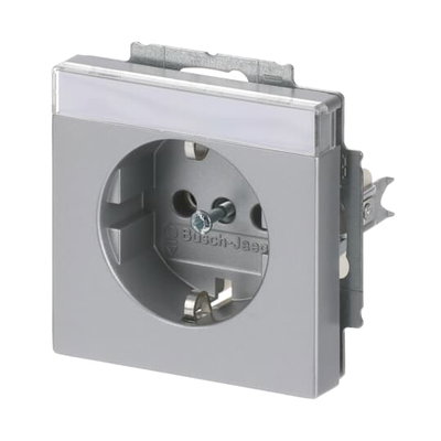 SCHUKO® Steckdosen-Einsatz mit Beschriftungsfeld alusilber - Plattform 63