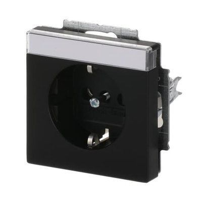 SCHUKO® Steckdosen-Einsatz mit Beschriftungsfeld schwarz matt - Plattform 63