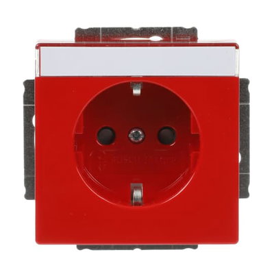 SCHUKO® Steckdosen-Einsatz Safety+ mit Beschriftungsfeld rot - Plattform 63