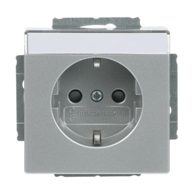 SCHUKO® Steckdosen-Einsatz Safety+ mit Beschriftungsfeld alusilber - Plattform