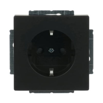 SCHUKO® Steckdosen-Einsatz Safety+ mit Schraubklemmen schwarz matt -