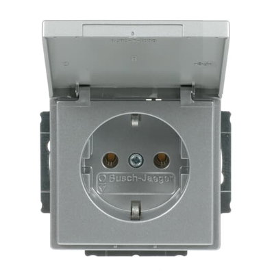 SCHUKO® Steckdosen-Einsatz mit Klappdeckel alusilber - Plattform 63