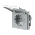 SCHUKO® Steckdosen-Einsatz mit Klappdeckel alusilber - Plattform 63