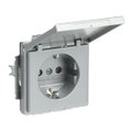 SCHUKO® Steckdosen-Einsatz mit Klappdeckel alusilber - Plattform 63