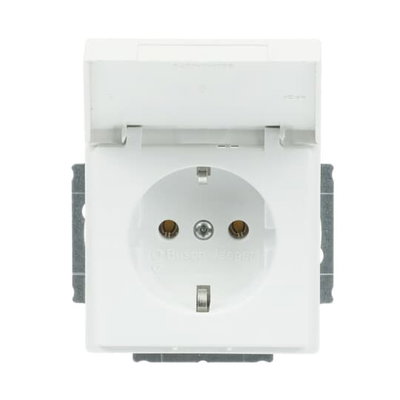SCHUKO® Steckdosen-Einsatz mit Klappdeckel studioweiß matt - Plattform 63