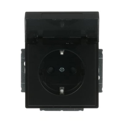 SCHUKO® Steckdosen-Einsatz Safety+ mit Klappdeckel anthrazit - Plattform 63