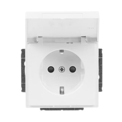 SCHUKO® Steckdosen-Einsatz Safety+ mit Klappdeckel studioweiß - Plattform 63