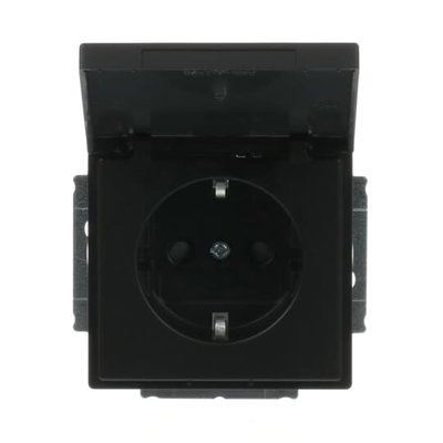 SCHUKO® Steckdosen-Einsatz Safety+ mit Klappdeckel schwarz matt - Plattform 63