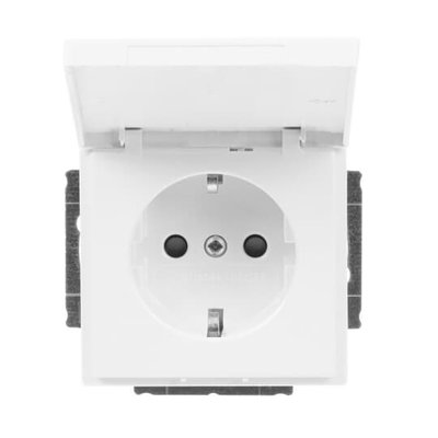 SCHUKO® Steckdosen-Einsatz Safety+ mit Klappdeckel ohne Spreize studioweiß -