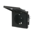 SCHUKO® Steckdosen-Einsatz Safety+ mit Klappdeckel ohne Spreize schwarz matt -
