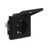 SCHUKO® Steckdosen-Einsatz Safety+ mit Klappdeckel ohne Spreize schwarz matt -