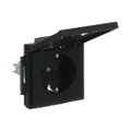 SCHUKO® Steckdosen-Einsatz Safety+ mit Klappdeckel ohne Spreize schwarz matt -