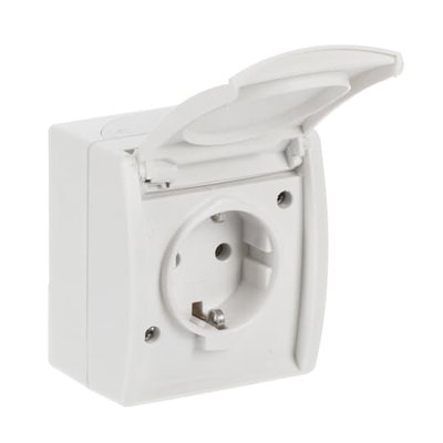 SCHUKO® Steckdose mit Klappdeckel 16 A weiß  - ocean® mit Klappdeckel  