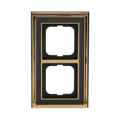 Abdeckrahmen 2-fach Messing poliert anthrazit - Busch-dynasty®   