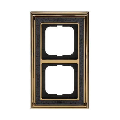 Abdeckrahmen 2-fach Messing poliert Dekor anthrazit - Busch-dynasty®   
