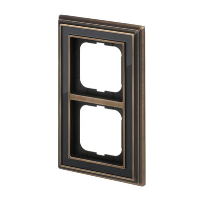Abdeckrahmen 2-fach Messing antik anthrazit - Busch-dynasty®   