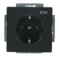 SCHUKO® Steckdosen-Einsatz mit Aufdruck EDV Safety+ anthrazit - Plattform 63