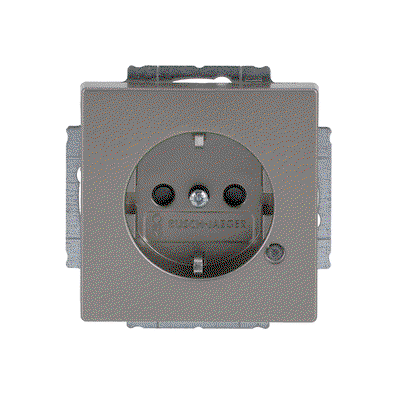 SCHUKO® Steckdosen-Einsatz Safety+ mit LED Kontrolllicht /grün edelstahl - pur