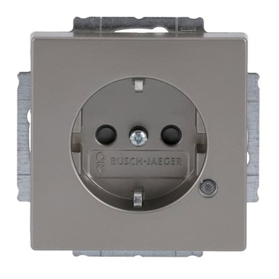 SCHUKO® Steckdosen-Einsatz Safety+ mit LED Kontrolllicht /grün edelstahl - pur