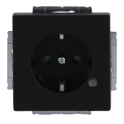 SCHUKO® Steckdosen-Einsatz Safety+ mit LED Kontrolllicht /grün schwarz matt -