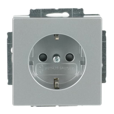 SCHUKO® Steckdosen-Einsatz Safety+ mit Schraubklemmen alusilber - Plattform 63